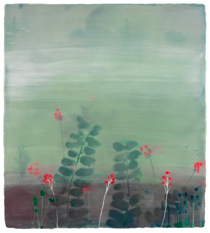 In de tuin bewerkt 2011 In de Tuin 57 x 51 cm encaustiek op houtpaneel