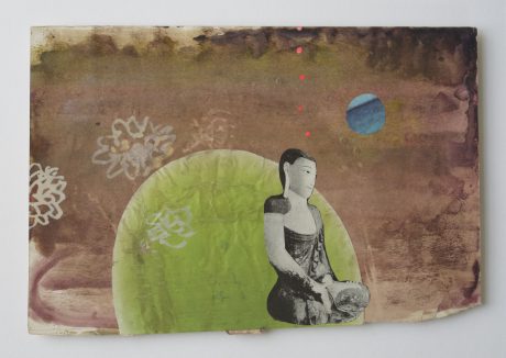 Buddha Dream 2006 gouache collage op antiek papier 19,5 x 28,5 cm