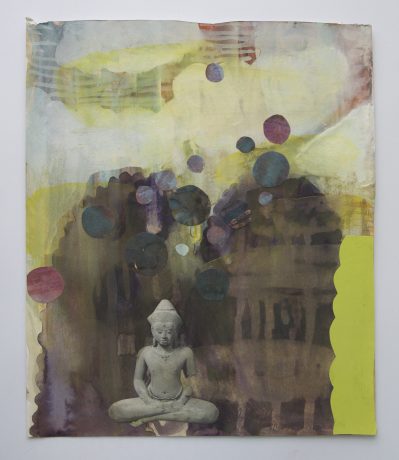 Buddha dream 2007 aquarel , gouache en collage op papier 30 x 25 cm