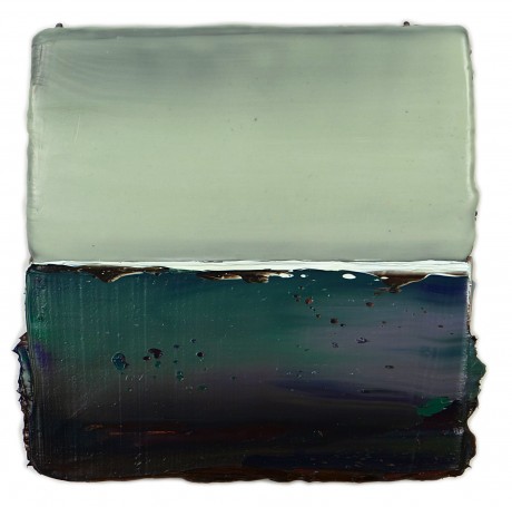 Horizon  20 x 20 cm  encaustiek en olieverf op zeehout