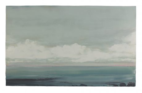Zeewolken encaustiek en olieverf op houtpaneel 81 x 131 cm