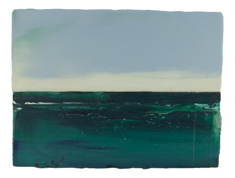 Groene Zee 30 x 40 cm encaustiek en olieverf op houtpaneel